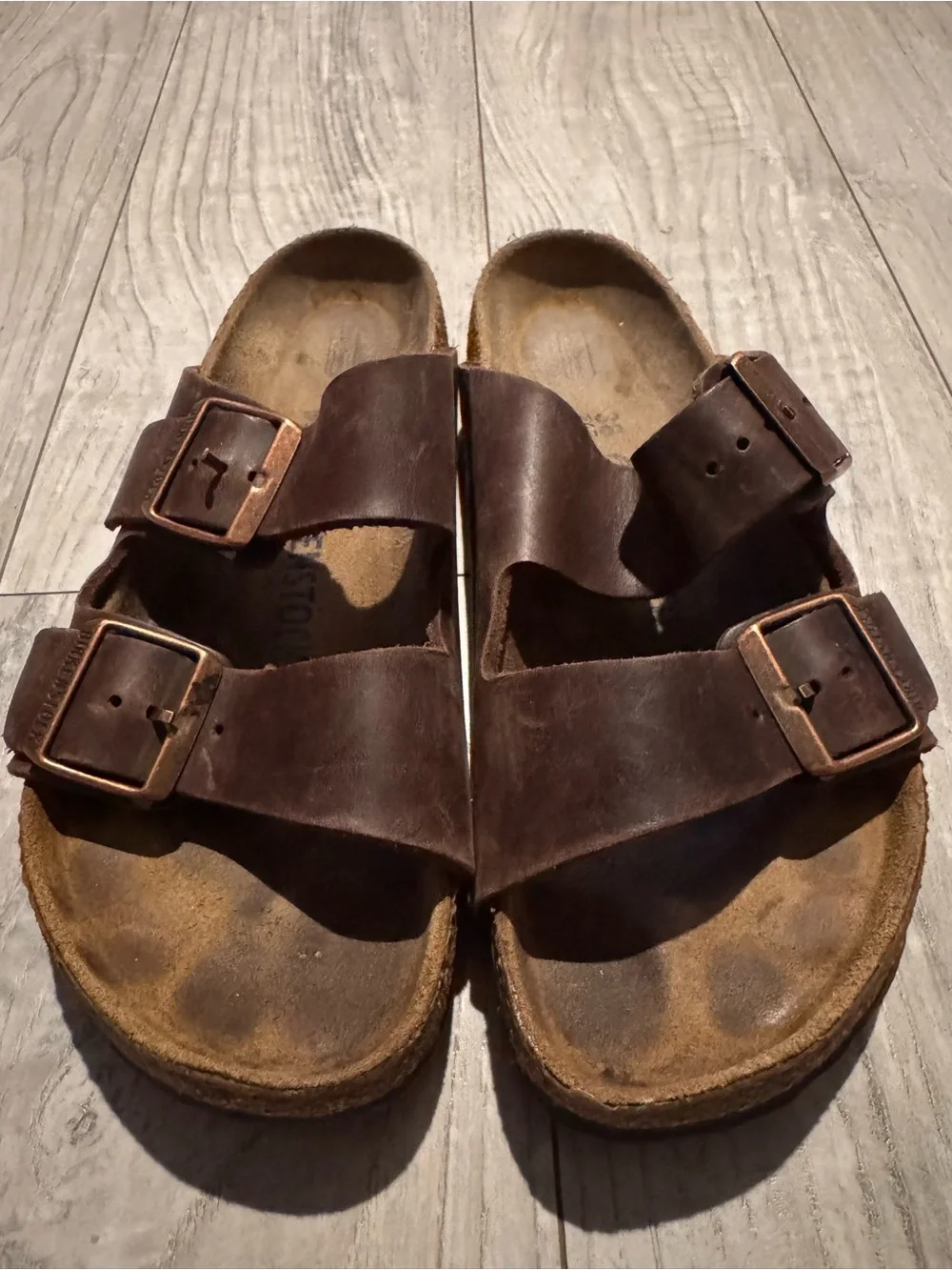 Birkenstock Men's Dark Brown Double-Buckle Slide Sandals
